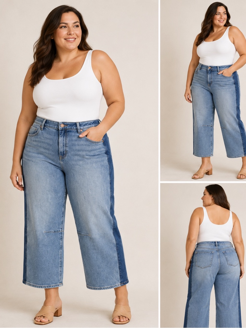 Lane Bryant Barrel Leg Colorblock Jeans Size 16